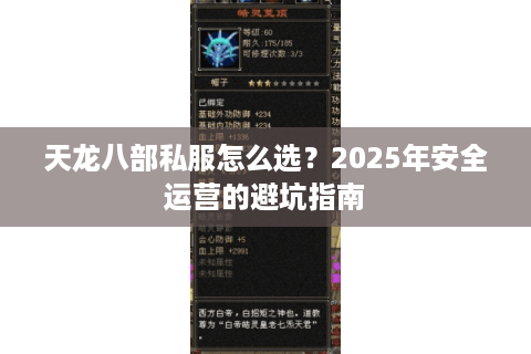 天龙八部私服怎么选？2025年安全运营的避坑指南