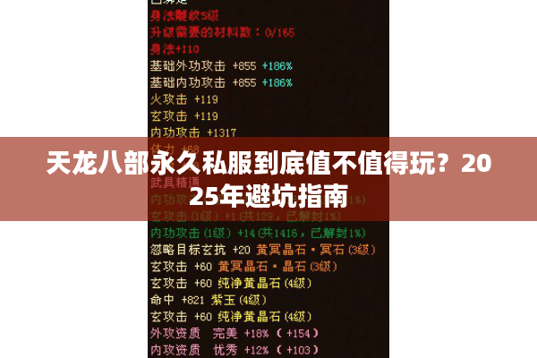 天龙八部永久私服到底值不值得玩？2025年避坑指南