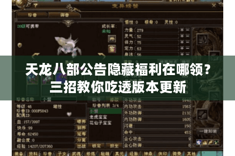 天龙八部公告隐藏福利在哪领？三招教你吃透版本更新