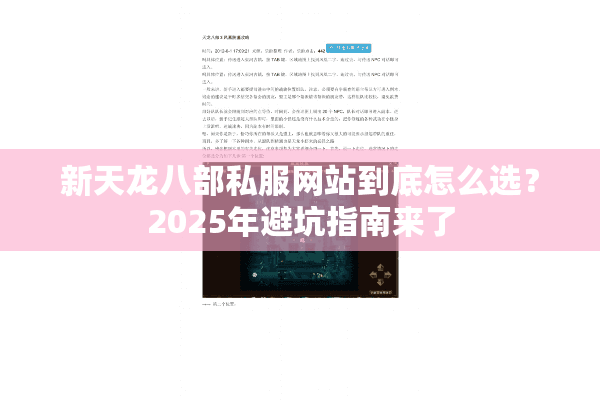新天龙八部私服网站到底怎么选？2025年避坑指南来了