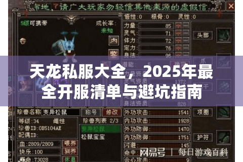 天龙私服大全，2025年最全开服清单与避坑指南