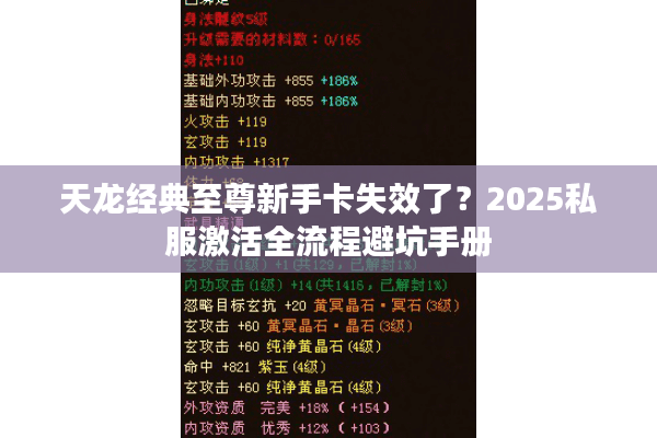 天龙经典至尊新手卡失效了?2025私服激活全流程避坑手册 天龙经典至尊新手卡失效了?2025私服激活全流程避坑手册