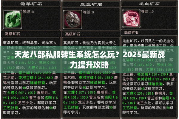 天龙八部私服转生系统怎么玩？2025最新战力提升攻略