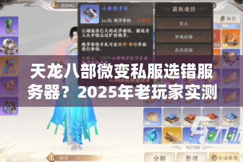 天龙八部微变私服选错服务器？2025年老玩家实测防坑手册