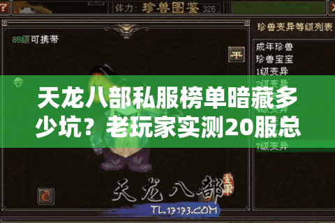 天龙八部私服榜单暗藏多少坑？老玩家实测20服总结避雷攻略