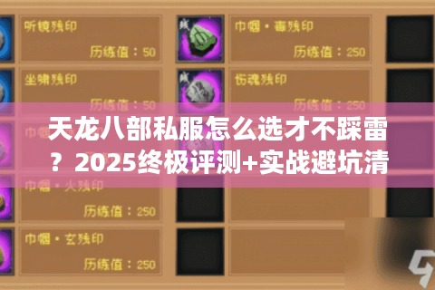天龙八部私服怎么选才不踩雷？2025终极评测+实战避坑清单