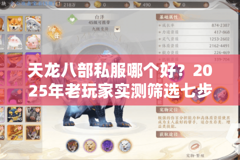 天龙八部私服哪个好？2025年老玩家实测筛选七步法