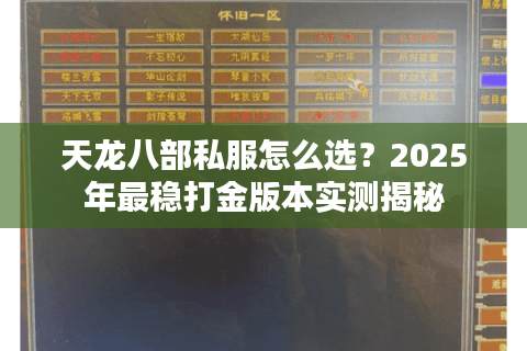 天龙八部私服怎么选？2025年最稳打金版本实测揭秘