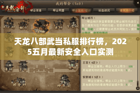 天龙八部武当私服排行榜，2025五月最新安全入口实测