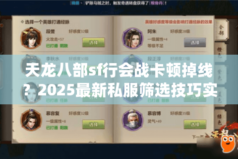 天龙八部sf行会战卡顿掉线？2025最新私服筛选技巧实测