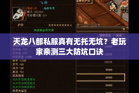 天龙八部私服真有无托无坑？老玩家亲测三大防坑口诀