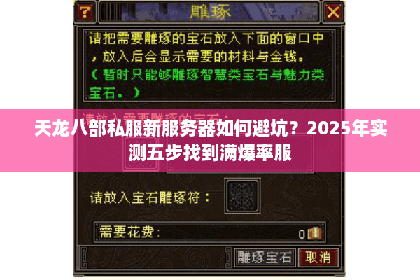 天龙八部私服新服务器如何避坑？2025年实测五步找到满爆率服
