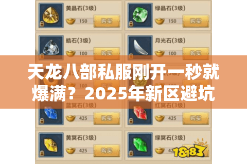 天龙八部私服刚开一秒就爆满？2025年新区避坑指南