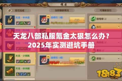 天龙八部私服氪金太狠怎么办？2025年实测避坑手册