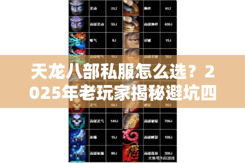 天龙八部私服怎么选?2025年老玩家揭秘避坑四大法则 天龙八部私服怎么选?2025年老玩家揭秘避坑四大法则