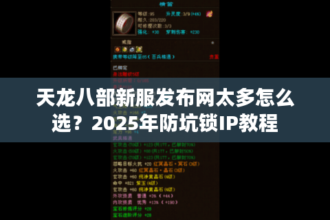 天龙八部新服发布网太多怎么选？2025年防坑锁IP教程