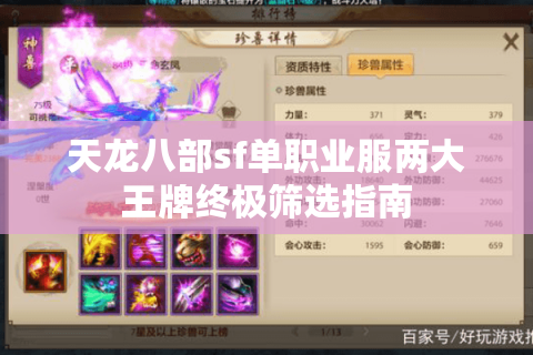 天龙八部sf单职业服两大王牌终极筛选指南