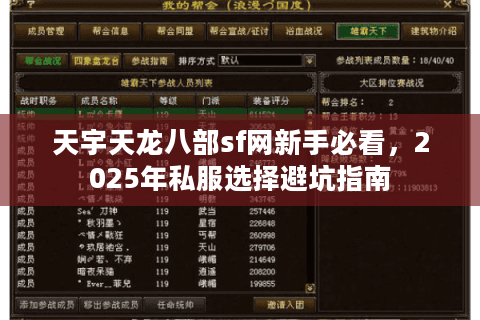 天宇天龙八部sf网新手必看，2025年私服选择避坑指南