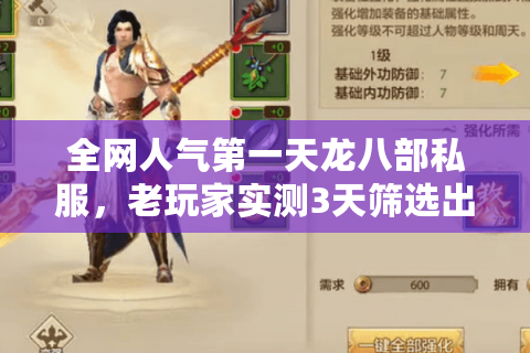 全网人气第一天龙八部私服，老玩家实测3天筛选出真神级服务器