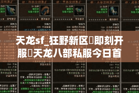 天龙sf_狂野新区▷即刻开服◁天龙八部私服今日首发大全