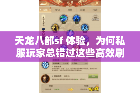天龙八部sf 体验，为何私服玩家总错过这些高效刷怪秘籍？