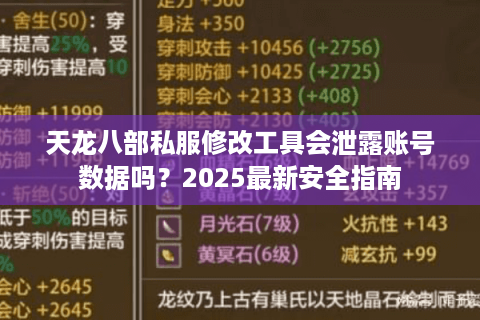 天龙八部私服修改工具会泄露账号数据吗？2025最新安全指南