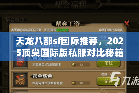 天龙八部sf国际推荐，2025顶尖国际版私服对比秘籍