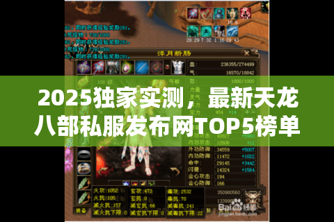 2025独家实测，最新天龙八部私服发布网TOP5榜单速递