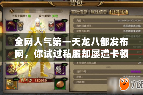 全网人气第一天龙八部发布网，你试过私服却屡遭卡顿？真相大揭秘！