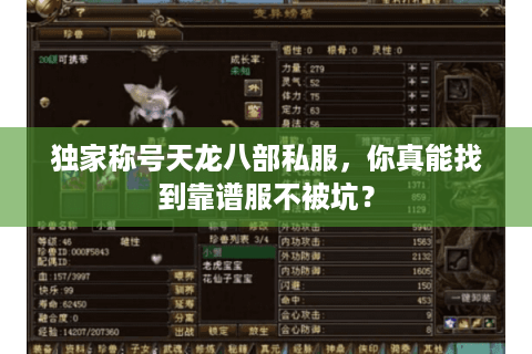 独家称号天龙八部私服，你真能找到靠谱服不被坑？
