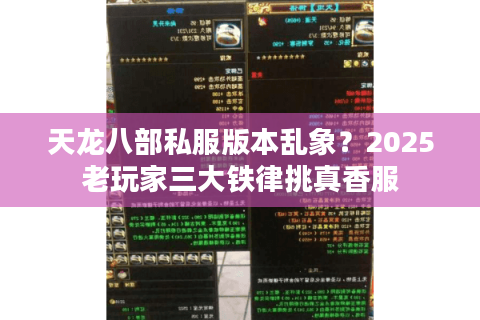 天龙八部私服版本乱象？2025老玩家三大铁律挑真香服