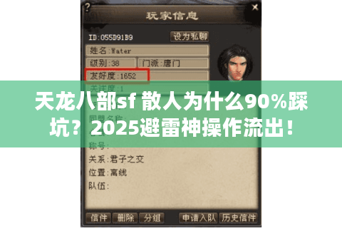 天龙八部sf 散人为什么90%踩坑？2025避雷神操作流出！