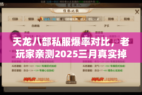 天龙八部私服爆率对比，老玩家亲测2025三月真实掉落数据