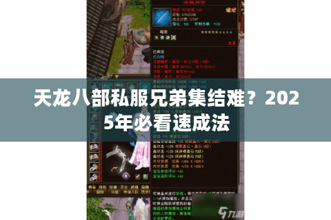 天龙八部私服兄弟集结难？2025年必看速成法