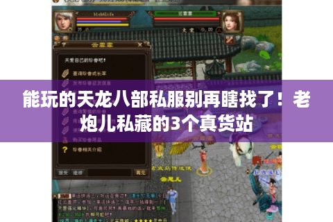 能玩的天龙八部私服别再瞎找了！老炮儿私藏的3个真货站