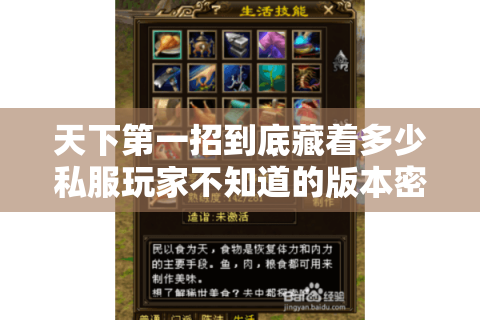 天下第一招到底藏着多少私服玩家不知道的版本密码？