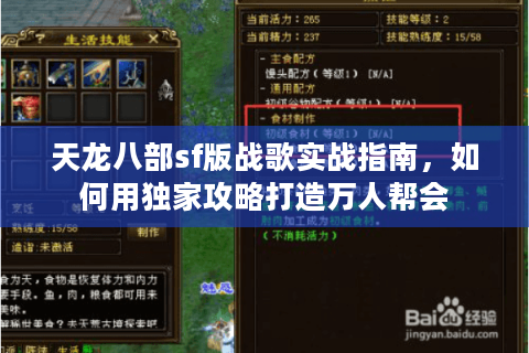 天龙八部sf版战歌实战指南，如何用独家攻略打造万人帮会