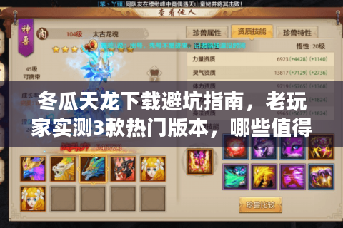 冬瓜天龙下载避坑指南,老玩家实测3款热门版本,哪些值得冲? 冬瓜天龙下载避坑指南,老玩家实测3款热门版本,哪些值得冲?