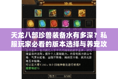 天龙八部珍兽装备水有多深？私服玩家必看的版本选择与养宠攻略