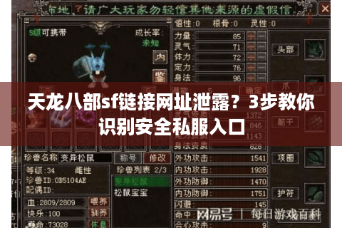天龙八部sf链接网址泄露？3步教你识别安全私服入口