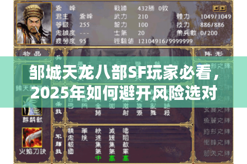 邹城天龙八部SF玩家必看，2025年如何避开风险选对稳定怀旧服？