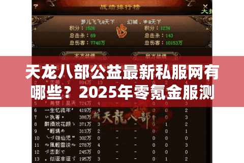 天龙八部公益最新私服网有哪些?2025年零氪金服测评推荐 天龙八部公益最新私服网有哪些?2025年零氪金服测评推荐