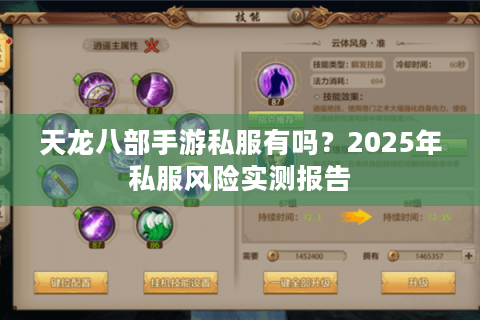 天龙八部手游私服有吗？2025年私服风险实测报告