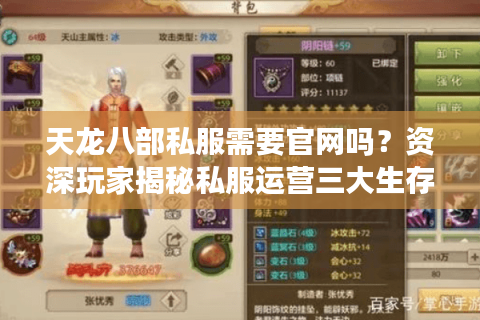 天龙八部私服需要官网吗？资深玩家揭秘私服运营三大生存法则