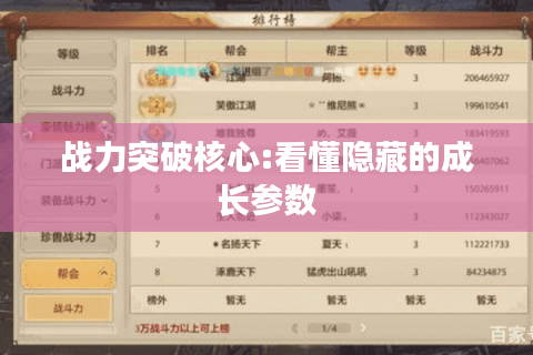 战力突破核心:看懂隐藏的成长参数