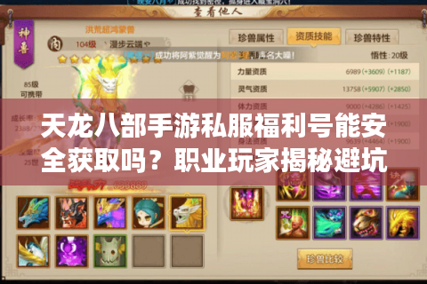 天龙八部手游私服福利号能安全获取吗？职业玩家揭秘避坑法则