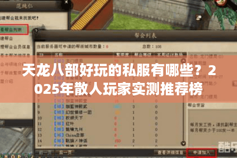 天龙八部好玩的私服有哪些？2025年散人玩家实测推荐榜