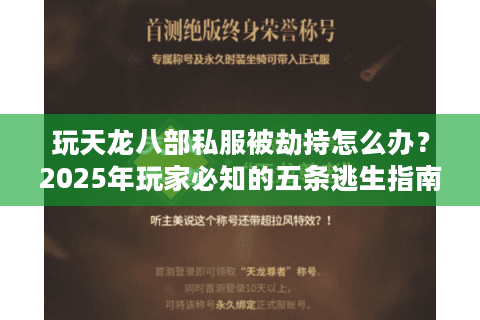 玩天龙八部私服被劫持怎么办？2025年玩家必知的五条逃生指南