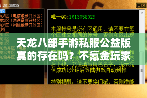 天龙八部手游私服公益版真的存在吗？不氪金玩家的终极选择