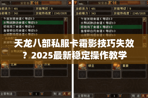 天龙八部私服卡霜影技巧失效？2025最新稳定操作教学
